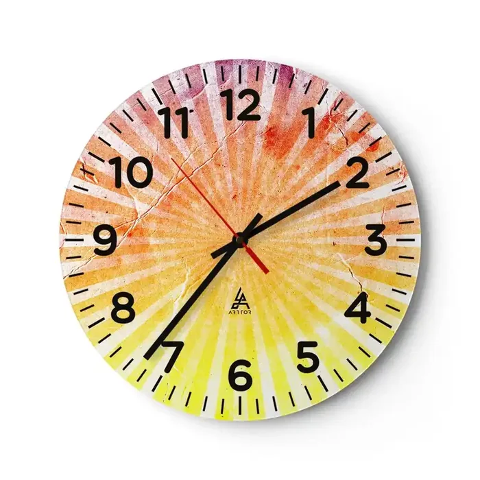 Reloj de pared – Reloj de vidrio – Renacer del sol – 40×40 cm
