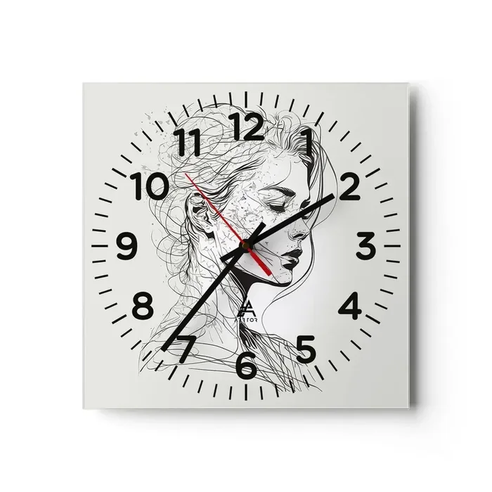 Reloj de pared – Reloj de vidrio – Retrato de ensueño – 40×40 cm