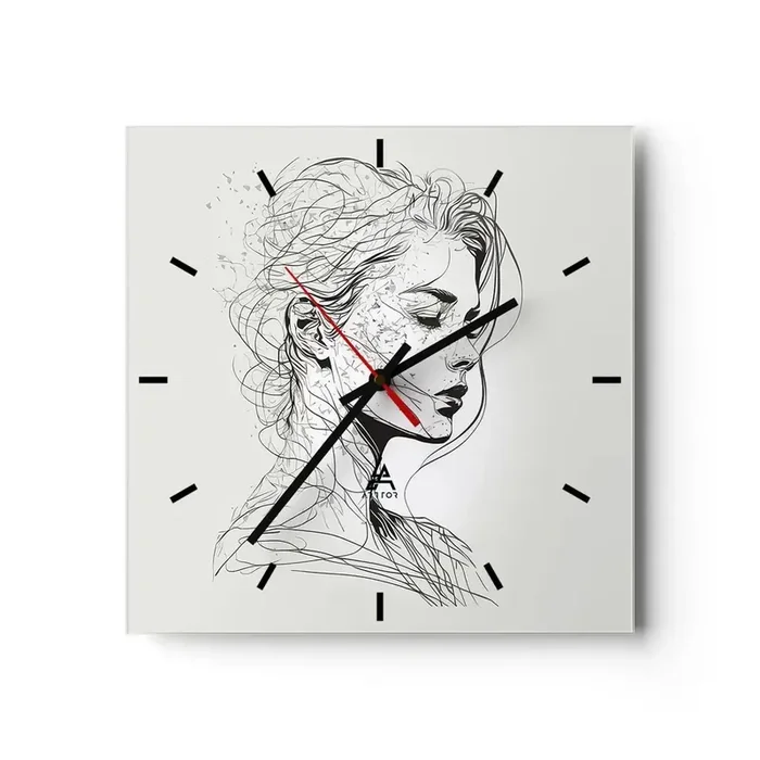 Reloj de pared – Reloj de vidrio – Retrato de ensueño – 40×40 cm
