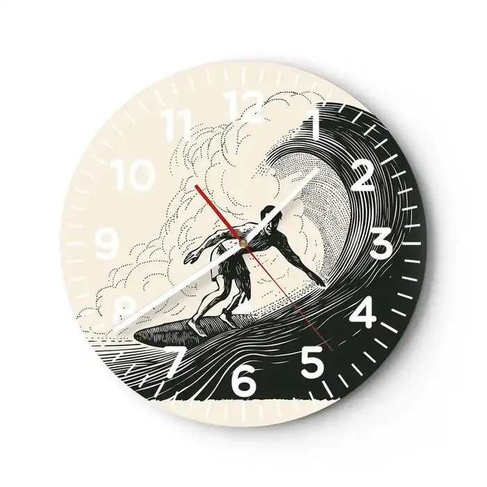 Reloj de pared – Reloj de vidrio – Rey de la ola – 40×40 cm