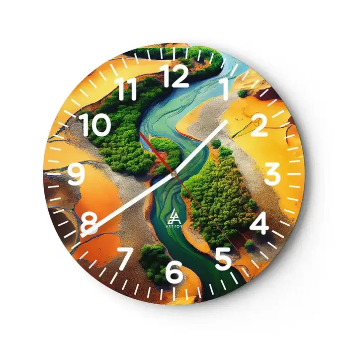 Reloj de pared – Reloj de vidrio – Río que da vida – 30×30 cm