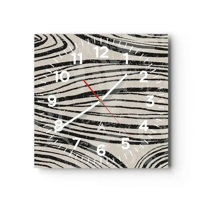 Reloj de pared – Reloj de vidrio – Salpicadura de líneas – 40×40 cm