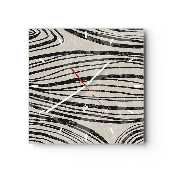 Reloj de pared – Reloj de vidrio – Salpicadura de líneas – 40×40 cm