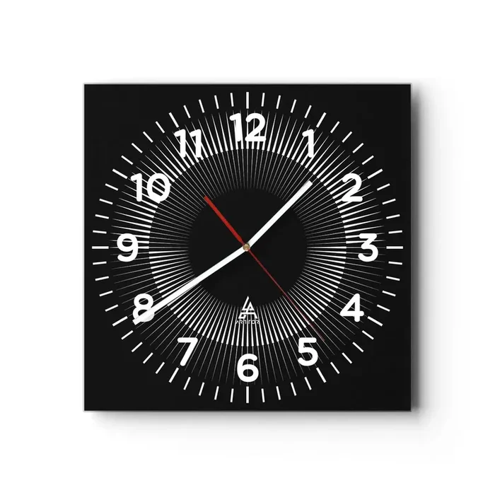 Reloj de pared – Reloj de vidrio – Sol negro – 30×30 cm