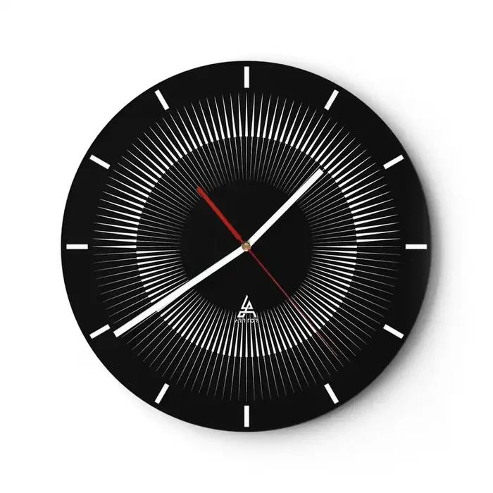 Reloj de pared – Reloj de vidrio – Sol negro – 40×40 cm