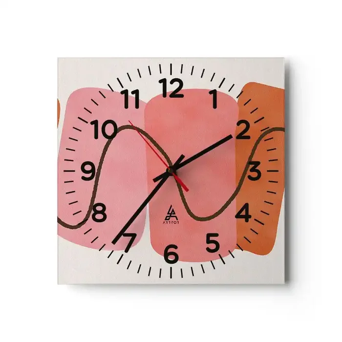 Reloj de pared – Reloj de vidrio – Suave movimiento de formas – 30×30 cm