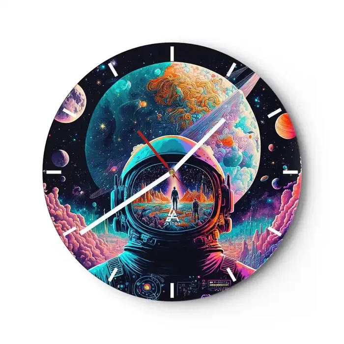 Reloj de pared – Reloj de vidrio – Sueños de niño – 40×40 cm