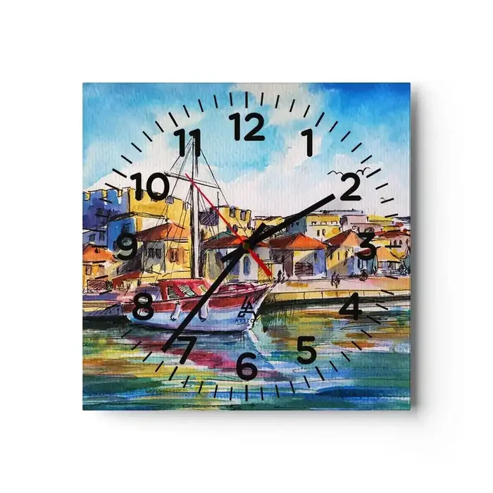Reloj de pared – Reloj de vidrio – Tarde de arco iris – 40×40 cm