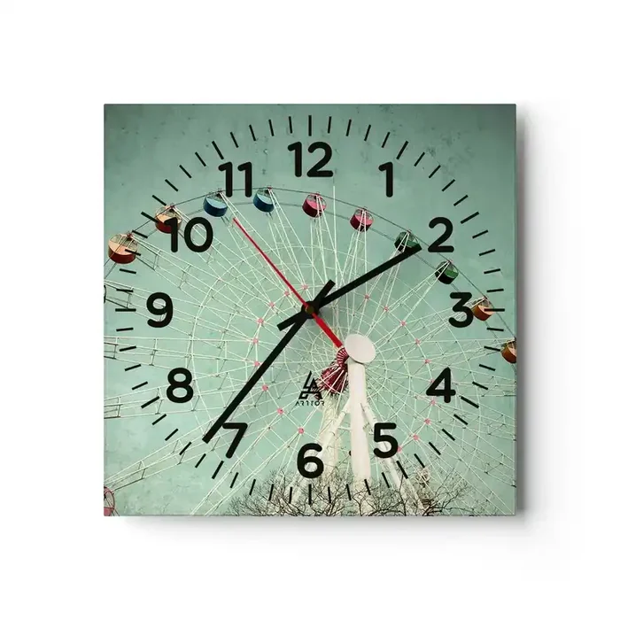 Reloj de pared – Reloj de vidrio – Te invitamos a jugar – 40×40 cm