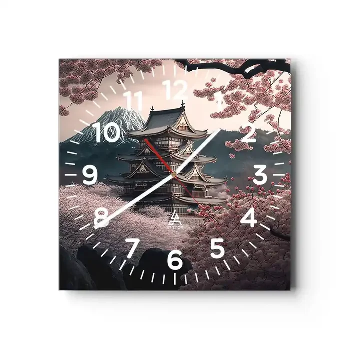 Reloj de pared – Reloj de vidrio – Tierra de cerezos en flor – 40×40 cm