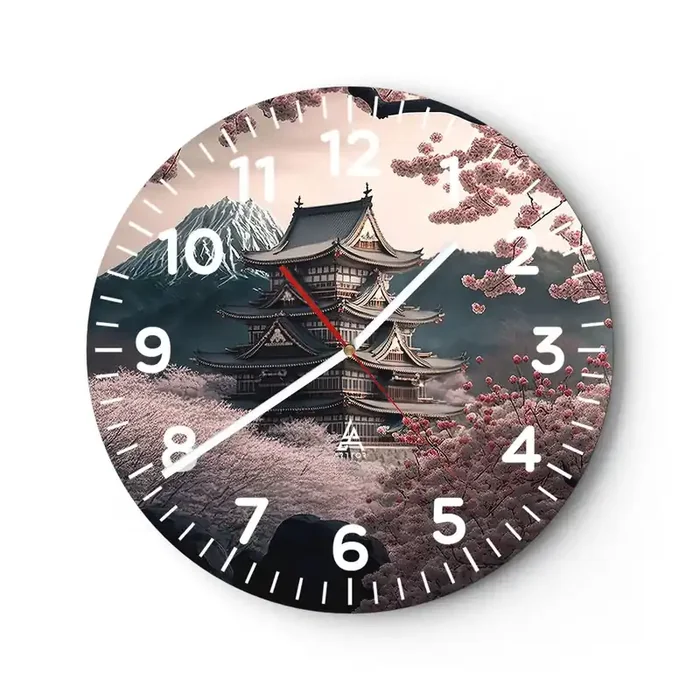 Reloj de pared – Reloj de vidrio – Tierra de cerezos en flor – 40×40 cm