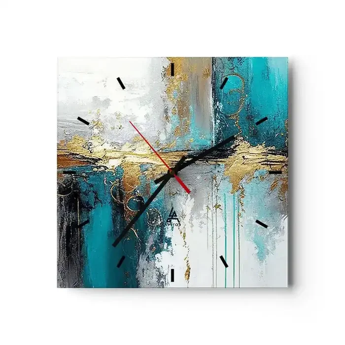 Reloj de pared – Reloj de vidrio – Todo fluye – 40×40 cm