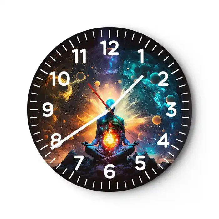 Reloj de pared – Reloj de vidrio – Tranquilidad cósmica – 30×30 cm
