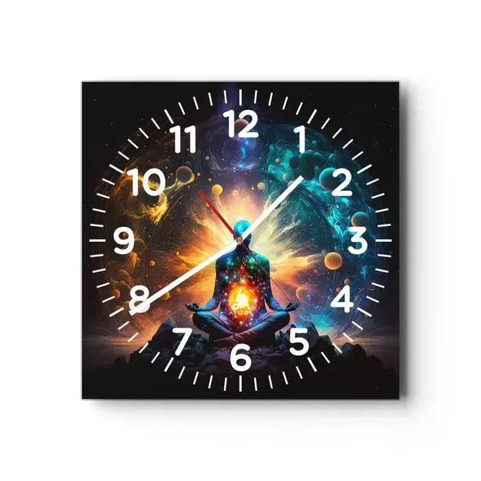 Reloj de pared – Reloj de vidrio – Tranquilidad cósmica – 40×40 cm