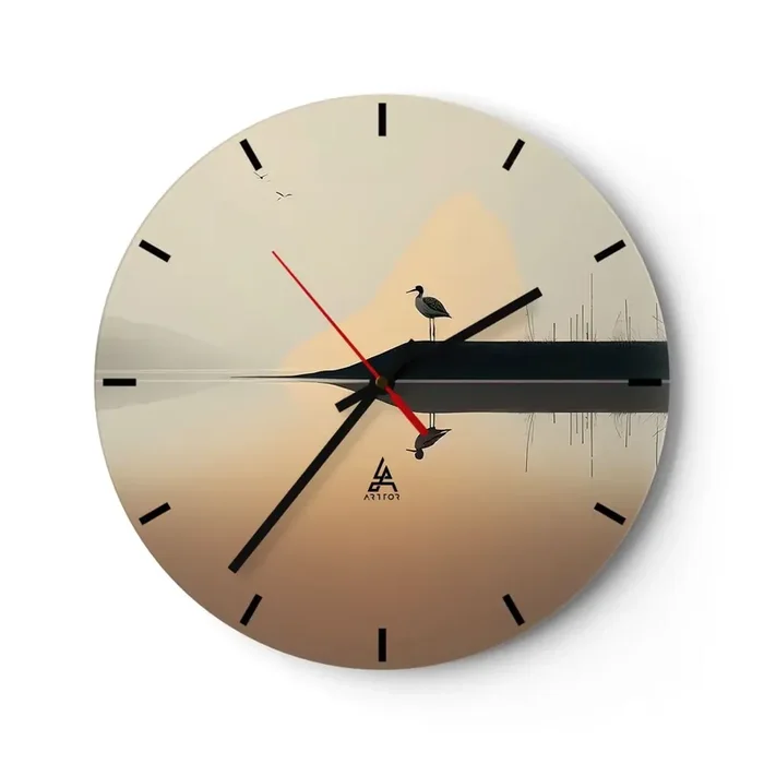 Reloj de pared – Reloj de vidrio – Un caballero en el lago – 40×40 cm