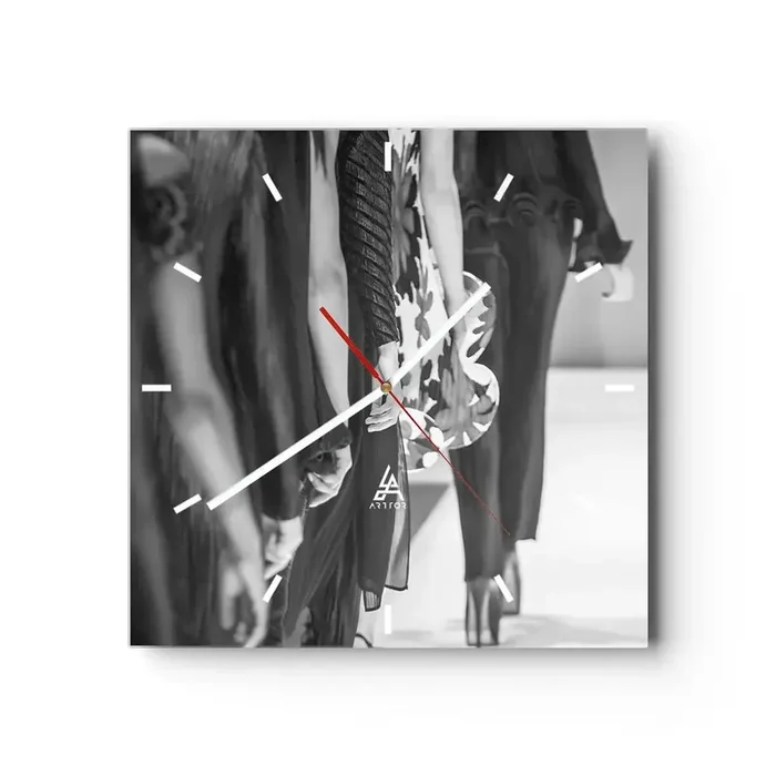 Reloj de pared – Reloj de vidrio – Un desfile con estilo – 40×40 cm
