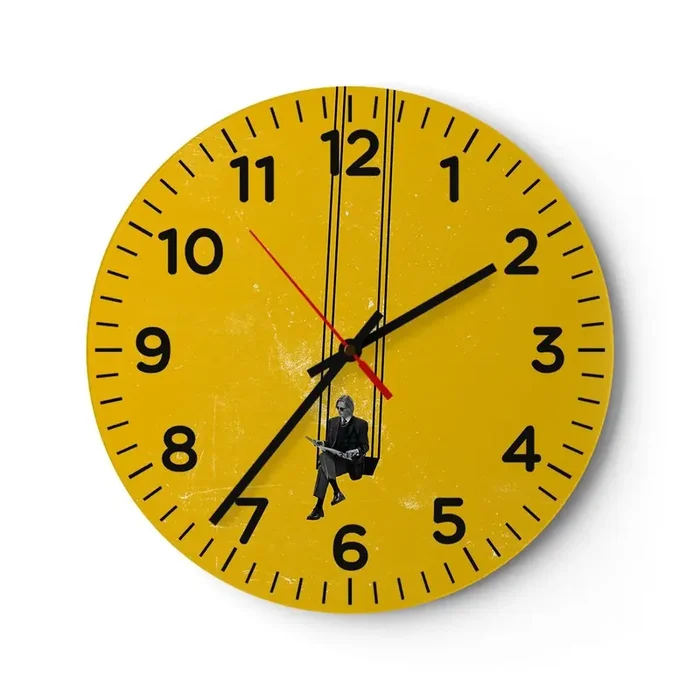 Reloj de pared – Reloj de vidrio – Un día como cualquier otro – 40×40 cm