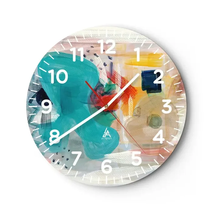 Reloj de pared – Reloj de vidrio – Un juego de colores – 30×30 cm