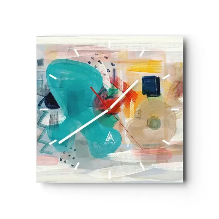 Reloj de pared – Reloj de vidrio – Un juego de colores – 40×40 cm