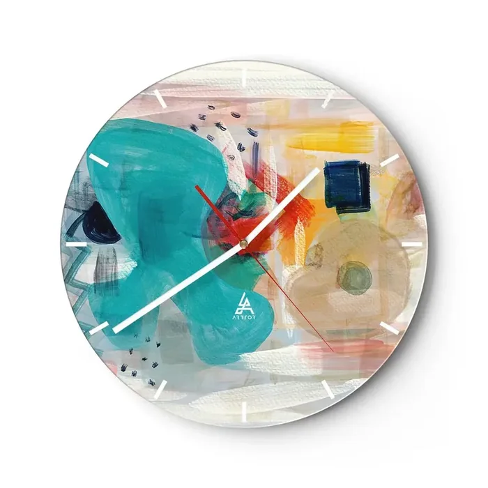 Reloj de pared – Reloj de vidrio – Un juego de colores – 40×40 cm