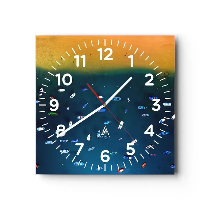 Reloj de pared – Reloj de vidrio – Un juego de vacaciones – 30×30 cm
