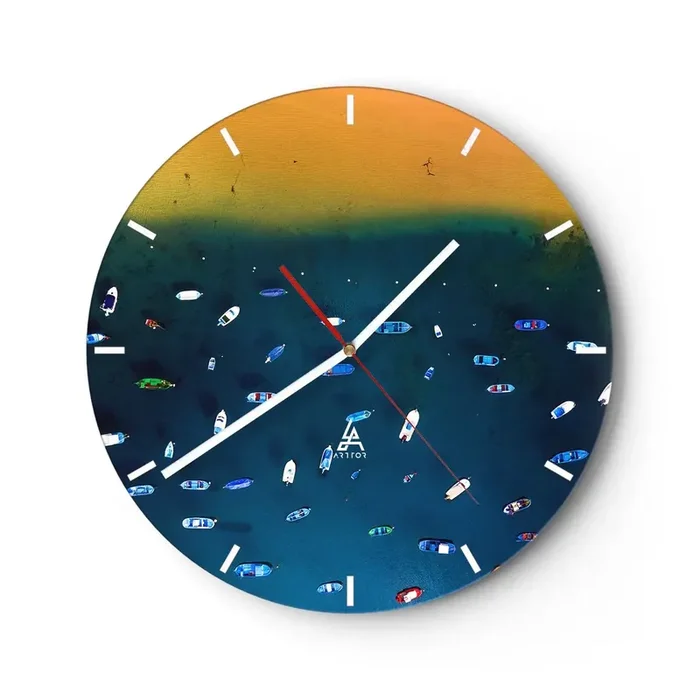 Reloj de pared – Reloj de vidrio – Un juego de vacaciones – 40×40 cm