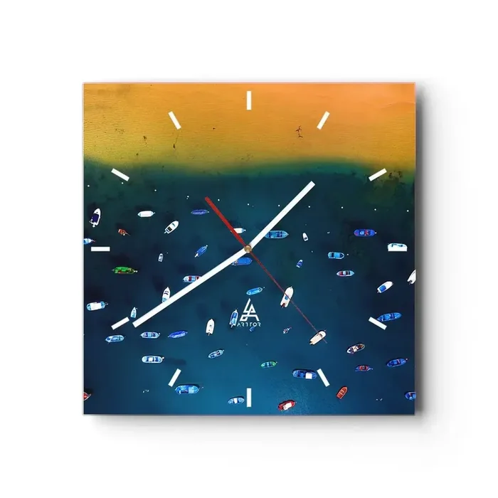 Reloj de pared – Reloj de vidrio – Un juego de vacaciones – 40×40 cm