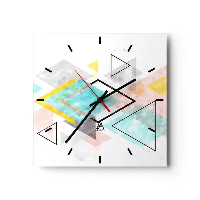 Reloj de pared – Reloj de vidrio – Un juego geométrico – 40×40 cm
