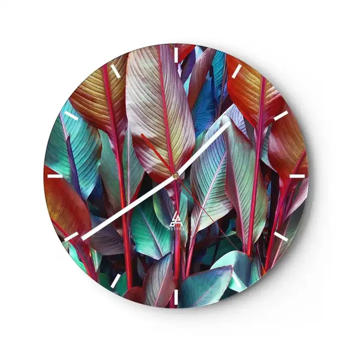 Reloj de pared – Reloj de vidrio – Un matorral de colores – 40×40 cm