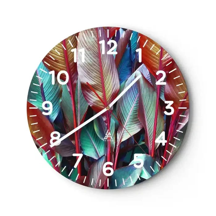 Reloj de pared – Reloj de vidrio – Un matorral de colores – 40×40 cm