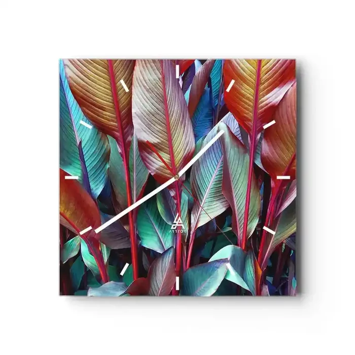 Reloj de pared – Reloj de vidrio – Un matorral de colores – 40×40 cm