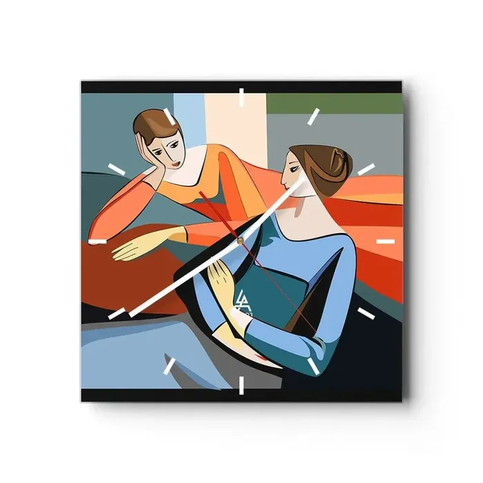 Reloj de pared – Reloj de vidrio – Un momento de confidencias – 40×40 cm
