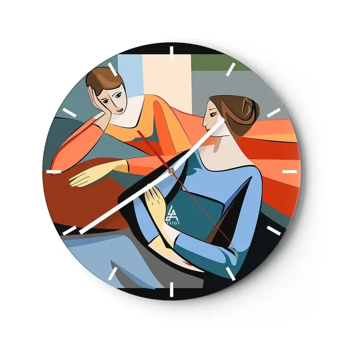 Reloj de pared – Reloj de vidrio – Un momento de confidencias – 40×40 cm