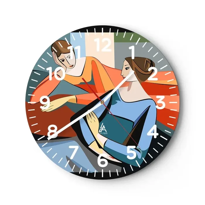 Reloj de pared – Reloj de vidrio – Un momento de confidencias – 40×40 cm