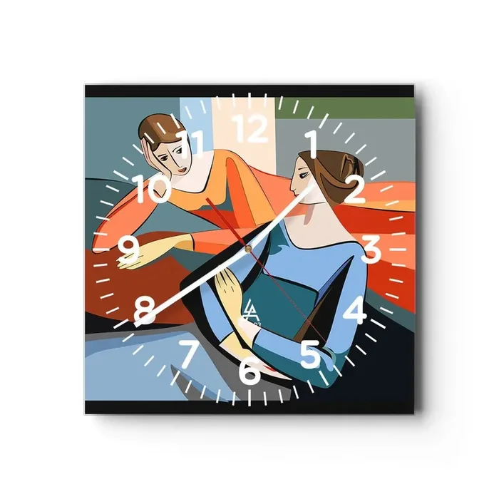 Reloj de pared – Reloj de vidrio – Un momento de confidencias – 40×40 cm