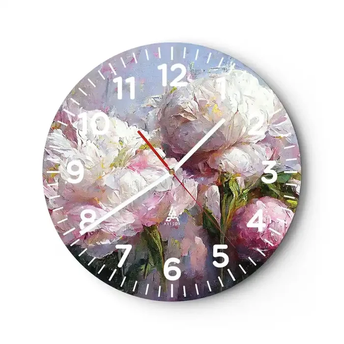Reloj de pared – Reloj de vidrio – Un ramo rebosante de vida – 40×40 cm