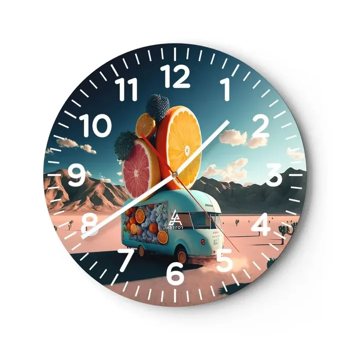 Reloj de pared – Reloj de vidrio – Un sabor a vacaciones – 40×40 cm