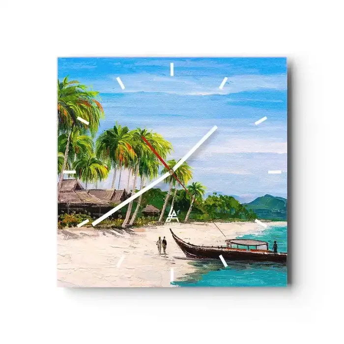 Reloj de pared – Reloj de vidrio – Un sueño exótico – 40×40 cm