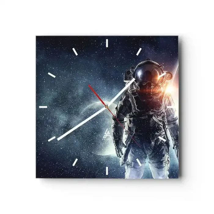 Reloj de pared – Reloj de vidrio – Una aventura cósmica – 40×40 cm