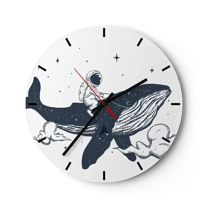 Reloj de pared – Reloj de vidrio – Una aventura cósmica – 40×40 cm