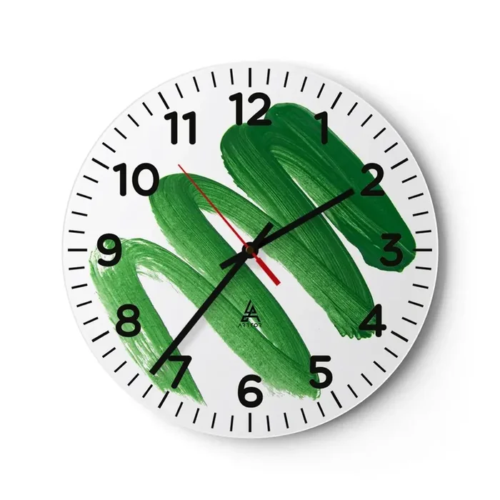 Reloj de pared – Reloj de vidrio – Una broma verde – 30×30 cm