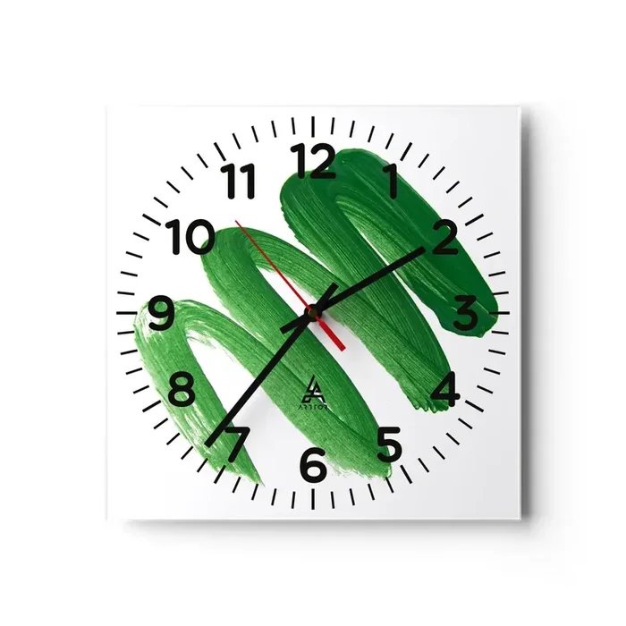 Reloj de pared – Reloj de vidrio – Una broma verde – 30×30 cm