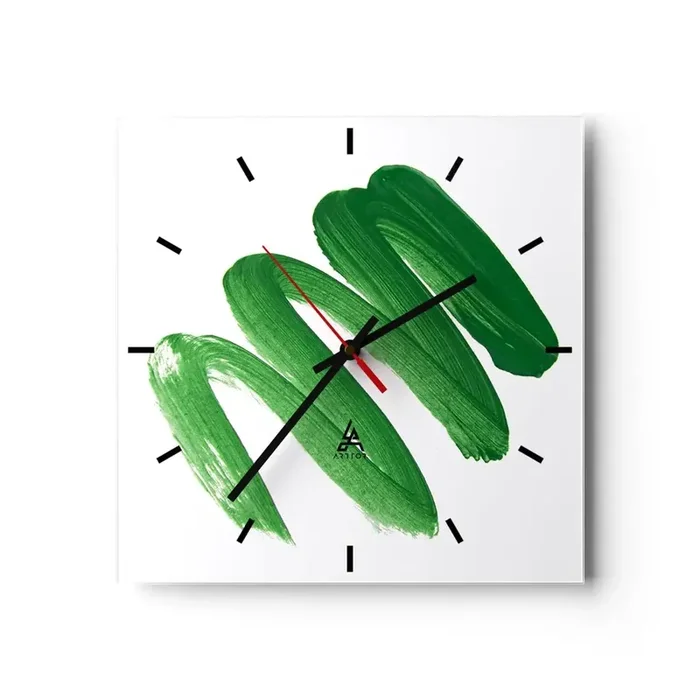 Reloj de pared – Reloj de vidrio – Una broma verde – 40×40 cm