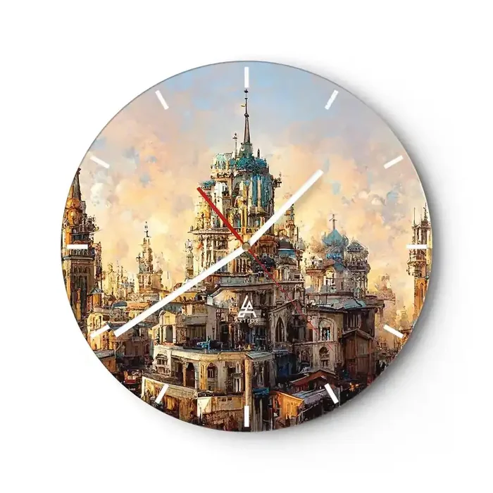 Reloj de pared – Reloj de vidrio – Una ciudad de ciudades – 40×40 cm