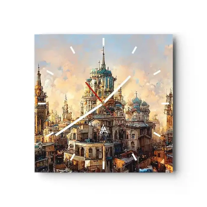 Reloj de pared – Reloj de vidrio – Una ciudad de ciudades – 40×40 cm
