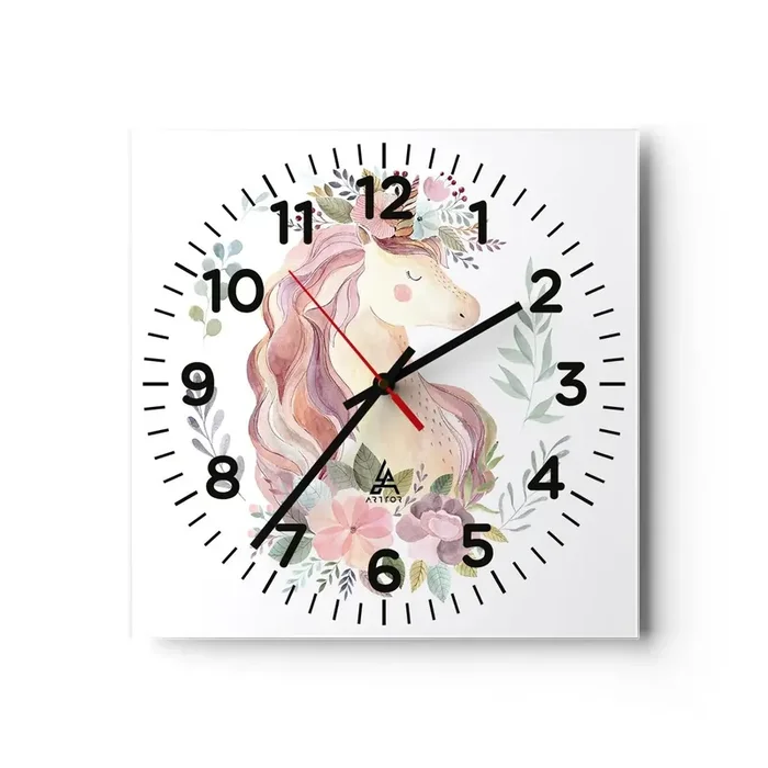 Reloj de pared – Reloj de vidrio – Una invitación al mundo de los cuentos de hadas – 30×30 cm