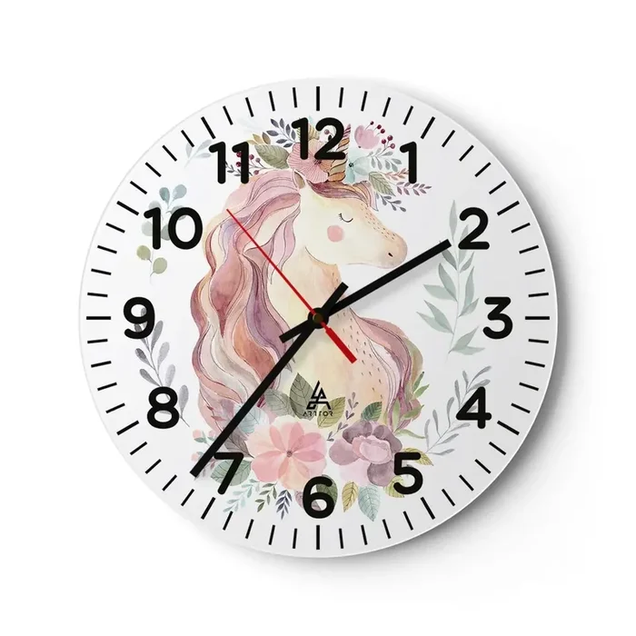 Reloj de pared – Reloj de vidrio – Una invitación al mundo de los cuentos de hadas – 40×40 cm