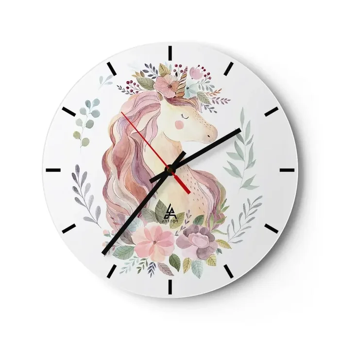 Reloj de pared – Reloj de vidrio – Una invitación al mundo de los cuentos de hadas – 40×40 cm