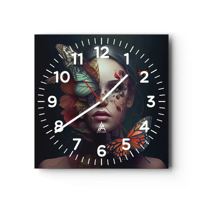 Reloj de pared – Reloj de vidrio – Una metamorfosis maravillosa – 30×30 cm