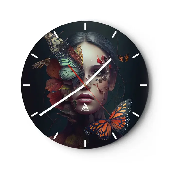 Reloj de pared – Reloj de vidrio – Una metamorfosis maravillosa – 40×40 cm